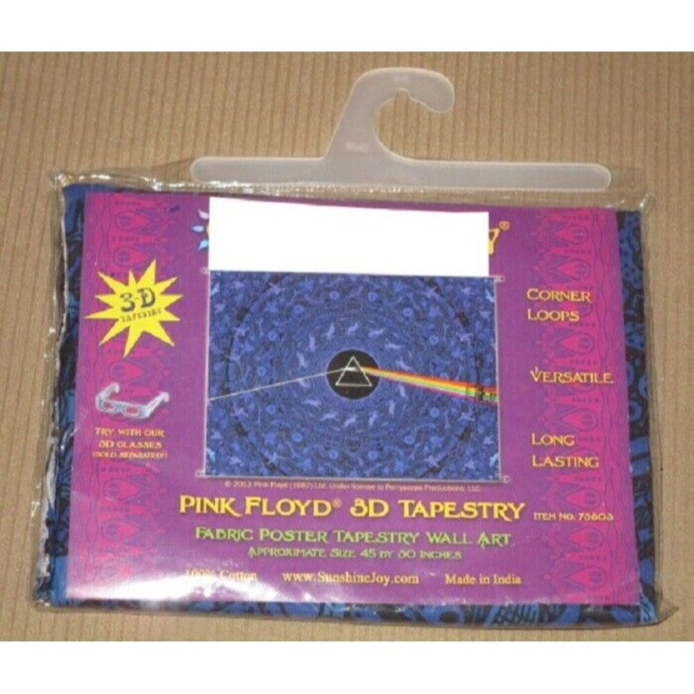 New Mini Blue 3D Pink Floyd Dark Side of the Moon Prism Tapestry Dorm Art 45x30 - Picture 2 of 3